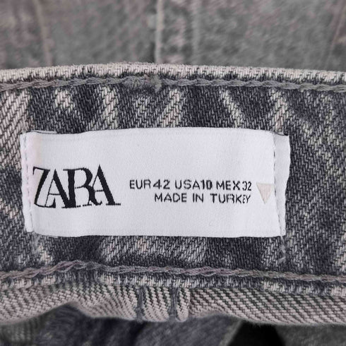 ザラ ZARA MID-RISE WIDE LEG SEQUIN FOIL JEANS レディース 32