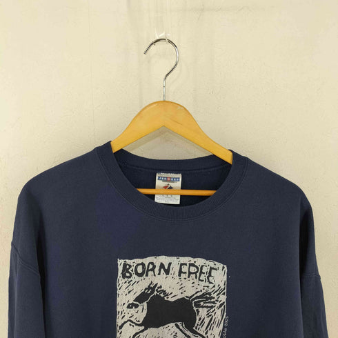 ジャージーズ JERZEES 00s アニマルプリントスウェット 馬 BORN FREE アートスタジオ メンズ import:L