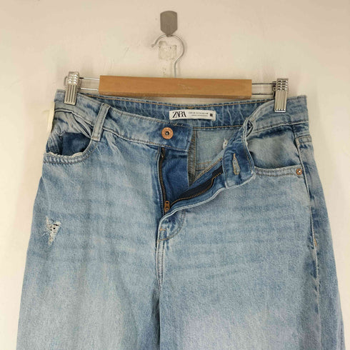 ザラ ZARA HIGH BRAIDED WAIST WIDE LEG JEANS レディース 36