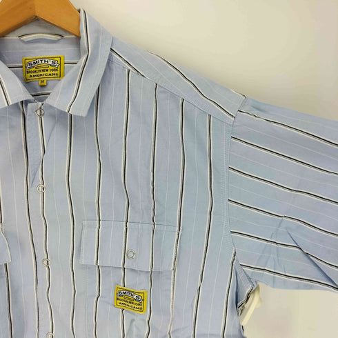 スミス SMITH’S ストライプ 開襟 オープンカラー 半袖 ワーク シャツ メンズ import:M