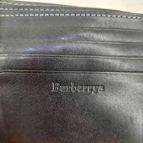 バーバリー BURBERRY レザー型押し二つ折り財布 ノバチェック ロゴプレート メンズ