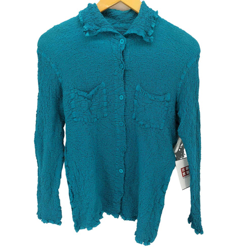 イッセイミヤケミー ISSEY MIYAKE me 23AW カリフラワーシャツ ターコイズ レディース