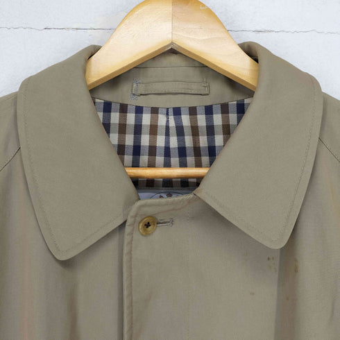 アクアスキュータム AQUASCUTUM MADE IN ENGLAND 裏地チェックステンカラーコート メンズ
