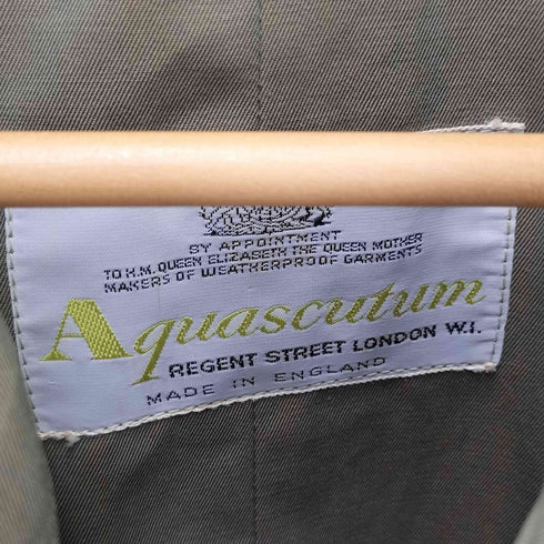 アクアスキュータム AQUASCUTUM 70-80S 英国製 裏地クラブチェック 玉虫 ステンカラーコート メンズ M14