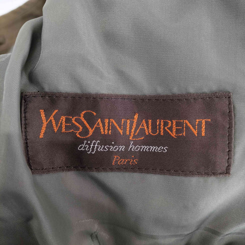 イヴサンローラン Yves Saint Laurent 玉虫 裏地チェックステンカラーコート メンズ 96A7