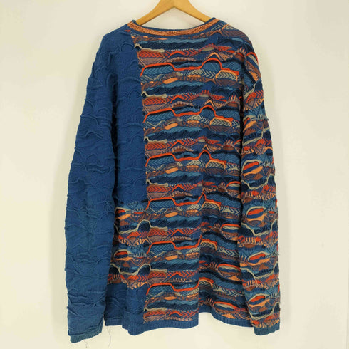 クージー COOGI 80-90S オーストラリア製 総柄 切替 クレイジーパターン 3D クルーネック ニット セーター ビッグサイズ メンズ 4X