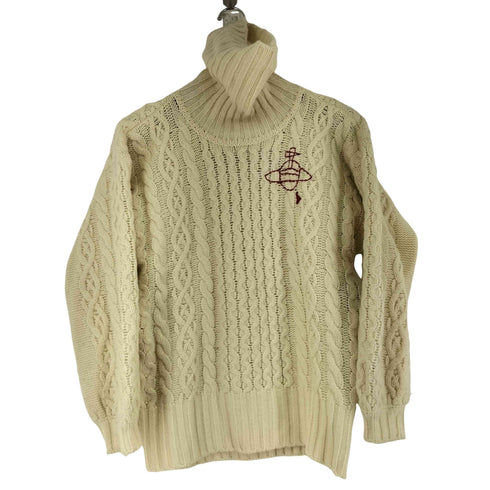 ヴィヴィアンウエストウッドレッドレーベル Vivienne Westwood RED LABEL オーブ刺繍 タートルネック ケーブルニット メンズ JPN:M
