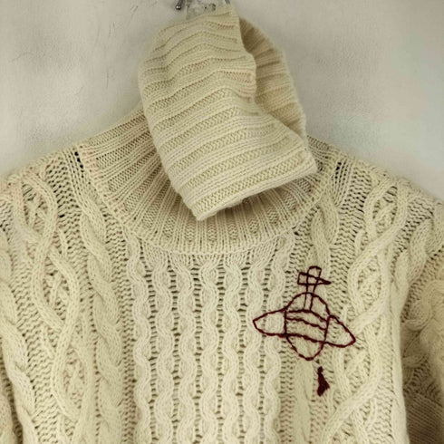 ヴィヴィアンウエストウッドレッドレーベル Vivienne Westwood RED LABEL オーブ刺繍 タートルネック ケーブルニット メンズ JPN:M