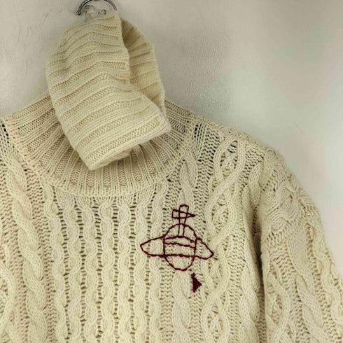 ヴィヴィアンウエストウッドレッドレーベル Vivienne Westwood RED LABEL オーブ刺繍 タートルネック ケーブルニット メンズ JPN:M