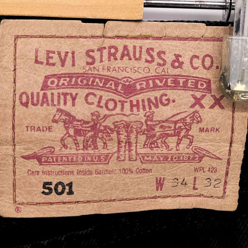 リーバイス Levis 90S 英国製 501 ユーロ ボタン裏311 後染め ボタンフライ ブラックデニムパンツ メンズ W34 L32