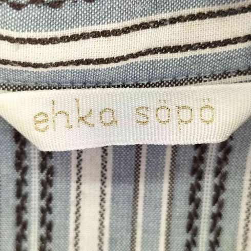 エヘカソポ EHKA SOPO ストライプ バンドカラーシャツワンピース レディース