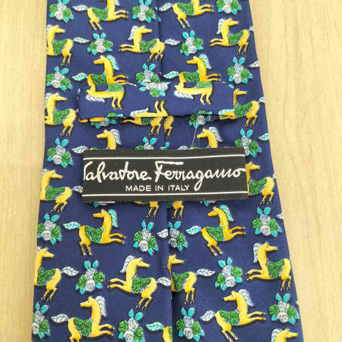 サルヴァトーレフェラガモ Salvatore Ferragamo 馬&花柄シルクネクタイ メンズ