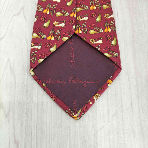 サルヴァトーレフェラガモ Salvatore Ferragamo フルーツ柄シルクネクタイ メンズ