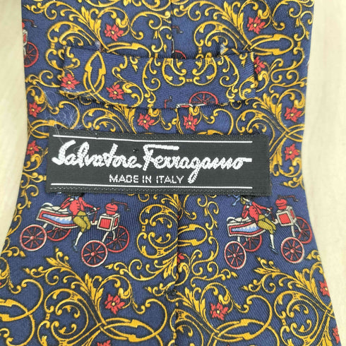 サルヴァトーレフェラガモ Salvatore Ferragamo 馬車柄シルクネクタイ メンズ