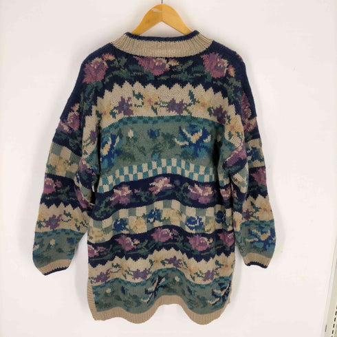 HANDKNITTED for MONSOON 花柄 サイドスリットニット メンズ JPN:M