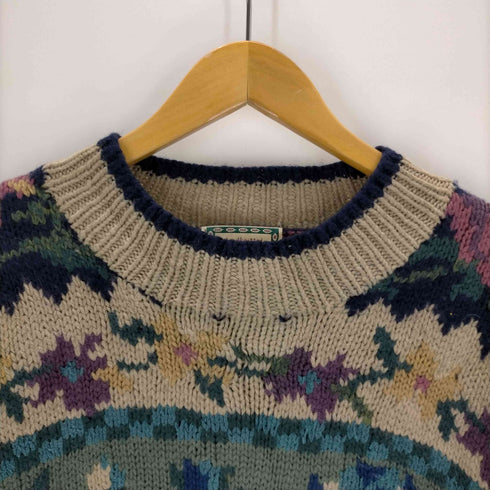 HANDKNITTED for MONSOON 花柄 サイドスリットニット メンズ JPN:M