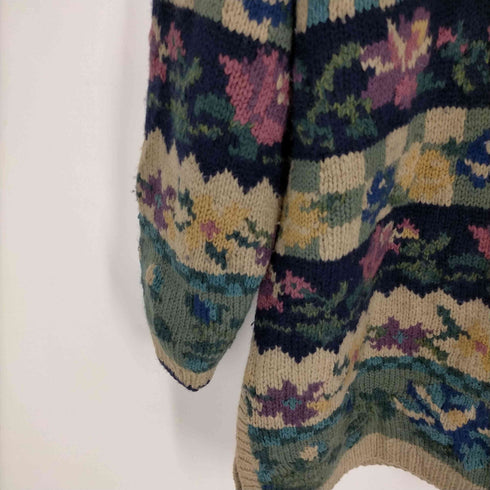 HANDKNITTED for MONSOON 花柄 サイドスリットニット メンズ JPN:M
