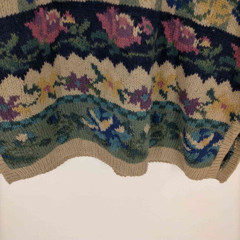 HANDKNITTED for MONSOON 花柄 サイドスリットニット メンズ JPN:M