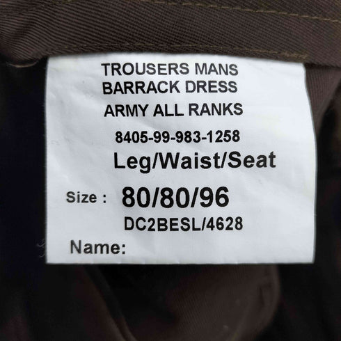 ブリティッシュアーミー BRITISH ARMY イギリス陸軍 TROUSERS MANS BARRACK DRESS スラックス メンズ 80/80/96