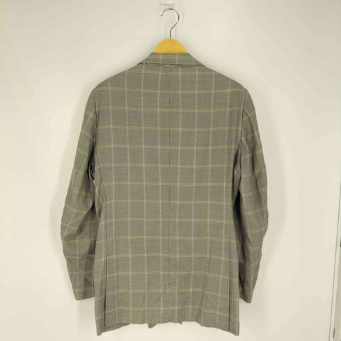 ルイジボレッリ LUIGI BORRELLI イタリア製 LUXURY VINTAGE チェック カシミヤシルク 2B テーラードジャケット メンズ 52