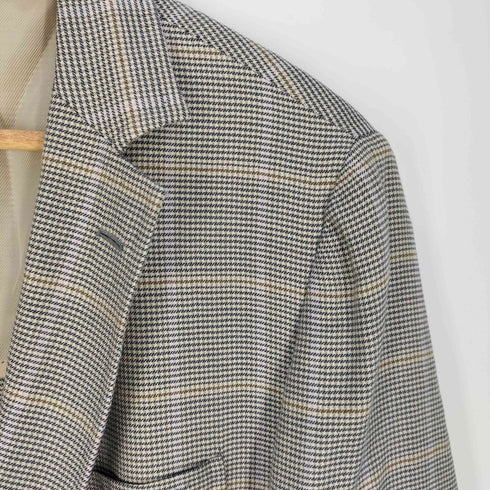 ルイジボレッリ LUIGI BORRELLI イタリア製 LUXURY VINTAGE チェック カシミヤシルク 2B テーラードジャケット メンズ 52
