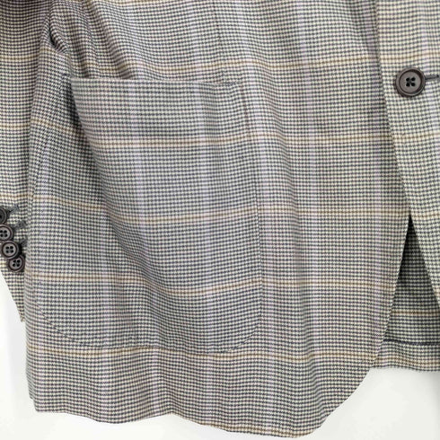 ルイジボレッリ LUIGI BORRELLI イタリア製 LUXURY VINTAGE チェック カシミヤシルク 2B テーラードジャケット メンズ 52
