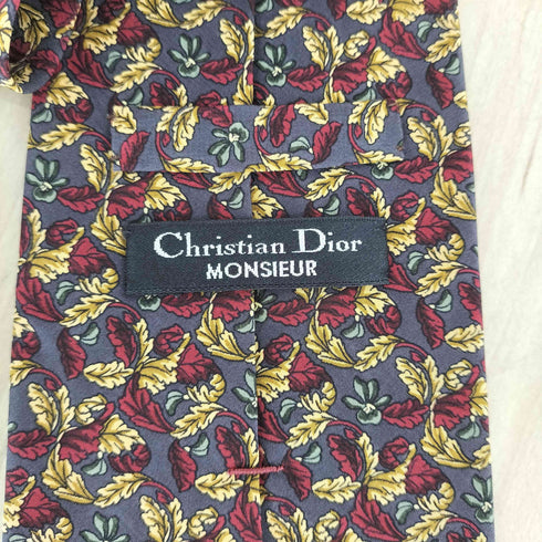クリスチャンディオール Christian Dior リーフ柄シルクネクタイ メンズ