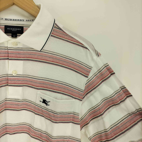 バーバリーゴルフ BURBERRY GOLF ロゴ 刺繍 ボーダー L/S ポロシャツ メンズ import:M