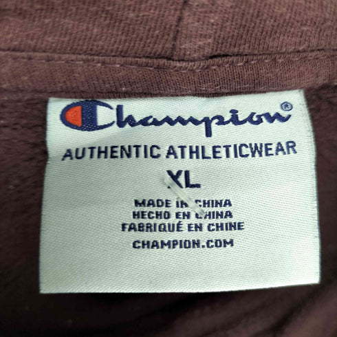 チャンピオン Champion スクリプト ロゴ 刺繍 スイッチングカラー プルオーバー パーカー 袖目あり レディース import:XL