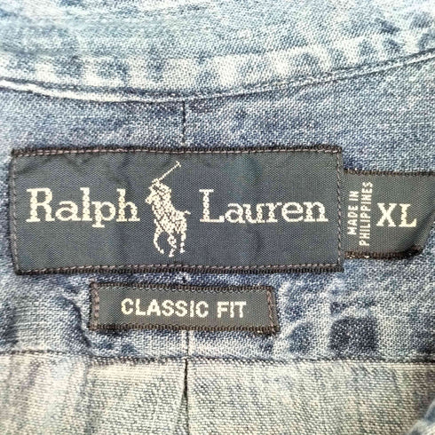 ラルフローレン RALPH LAUREN CLASSIC FIT ボタンダウン デニムシャツ メンズ import:XL