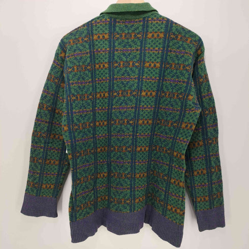 ケンゾー KENZO 80-90S 総柄 ウール ニットポロ メンズ