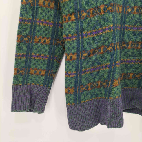 ケンゾー KENZO 80-90S 総柄 ウール ニットポロ メンズ