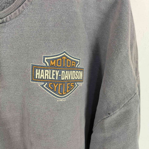 ハーレーダビッドソン HARLEY-DAVIDSON 90s 両面ロゴプリント ハーフジップスウェット メンズ