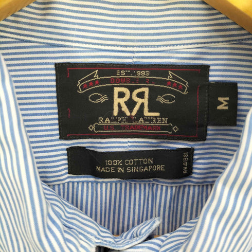 ダブルアールエルラルフローレン RRL RALPH LAUREN 90s 三ツ星タグ ストライプ ボタンダウンシャツ メンズ import:M