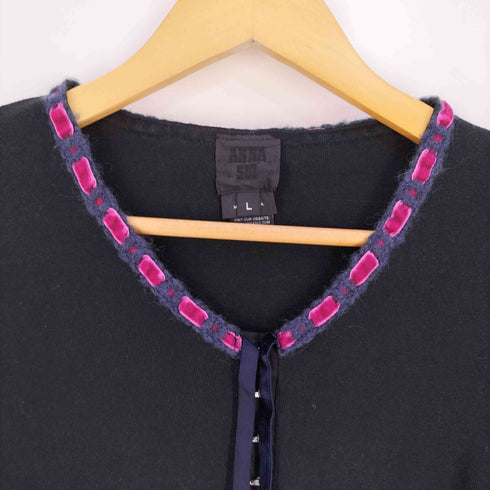 アナスイ ANNA SUI USA製 レース切替 コットン カーディガン レディース import:L