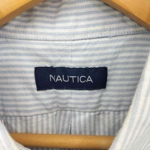 ノーティカ NAUTICA ロゴ刺繍 BD ストライプ L/S シャツ メンズ import:L