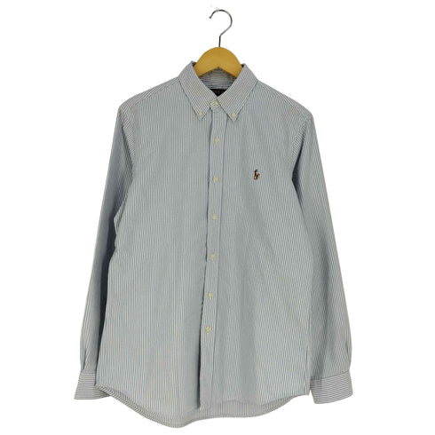 ポロラルフローレン POLO RALPH LAUREN CLASSIC FIT ポニー刺繍 ストライプ コットン ボタンダウンシャツ メンズ import:M