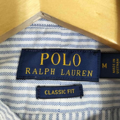 ポロラルフローレン POLO RALPH LAUREN CLASSIC FIT ポニー刺繍 ストライプ コットン ボタンダウンシャツ メンズ import:M