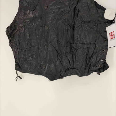GENUINE HOG LEATHER BY ROCKY RANCH HIDES レザー 切替 サイドレース ベスト メンズ