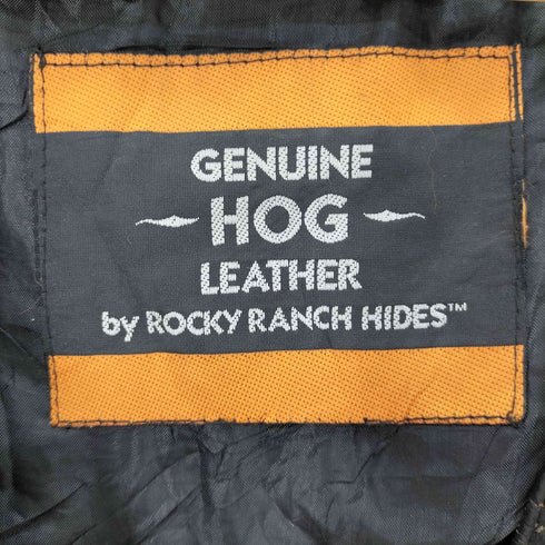 GENUINE HOG LEATHER BY ROCKY RANCH HIDES レザー 切替 サイドレース ベスト メンズ