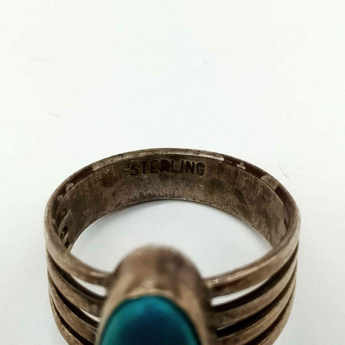 ナバホ NAVAJO STERLING刻印 B刻印 ターコイズ リング インディアンジュエリー メンズ 15号