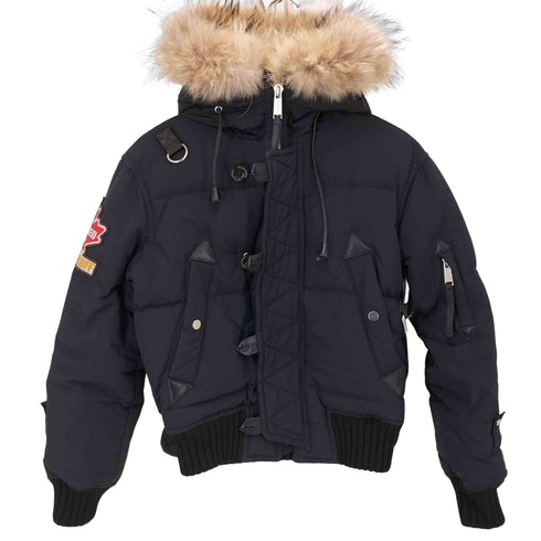 ディースクエアード DSQUARED2 CROPPED FUR PUFFER BLOUSON N-2B型 ファー付き フーデッド ダウンジャケット メンズ US:40