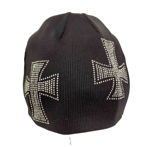 アンノウンロンドン UNKNOWN LONDON CROSS RHINESTONE BEANIE 十字架 ラインストーン ビーニー メンズ