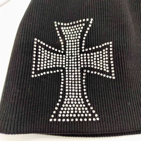 アンノウンロンドン UNKNOWN LONDON CROSS RHINESTONE BEANIE 十字架 ラインストーン ビーニー メンズ
