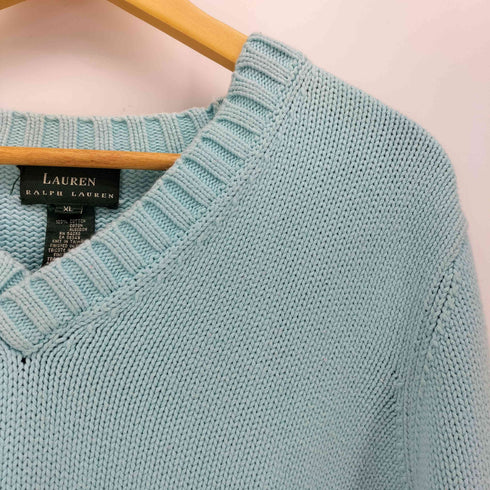 ローレンラルフローレン LAUREN RALPH LAUREN Vネック コットンニット セーター レディース import:XL