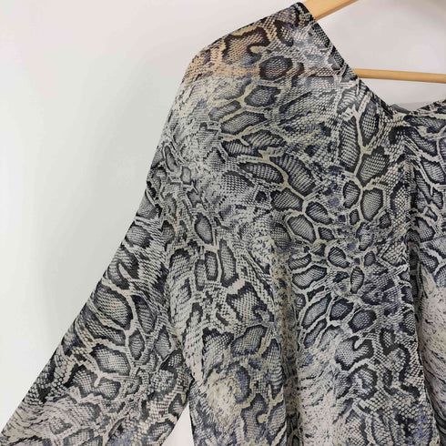 ザラ ZARA 総柄 クロコダイル レース襟 オープン シャツ ブラウス レディース import:M