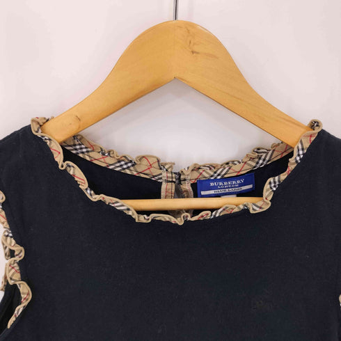 バーバリーブルーレーベル BURBERRY BLUE LABEL ノバチェック 刺繍 フリルノースリーブカットソー レディース M