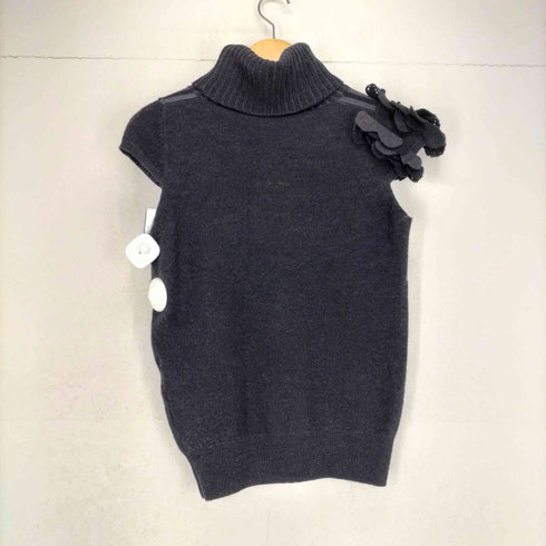 トリココムデギャルソン tricot COMME des GARCONS 90s フラワーデザイン タートルネック ウールニットベスト レディース