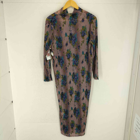 イッセイミヤケ ISSEY MIYAKE 90s 97ss 銀タグ Vプリーツ フラワー柄 ワンピース レディース M