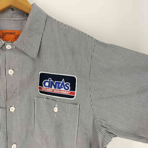 シンタス CINTAS 90-00S culimited ロゴ 刺繍 ワッペン S/S ストライプ ワーク シャツ メンズ